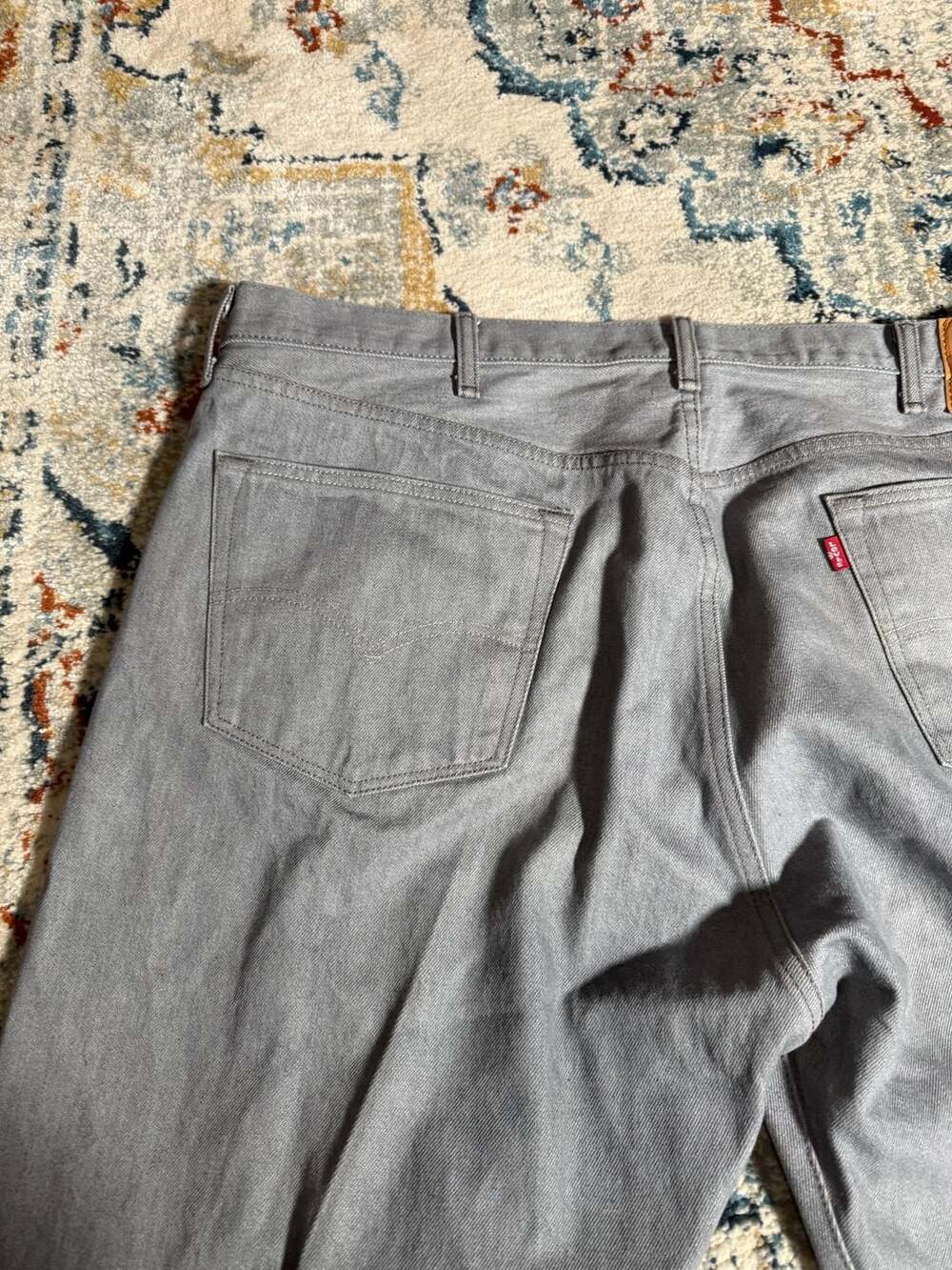 Levi's 501 Original Fit Jeans Mens 44x34 Gray Button Fly Straight Leg Denim - Picture 10 of 14